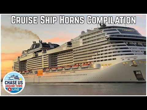 9 Different Cruise Ship Horns | Compilation | Chase Us Around Town